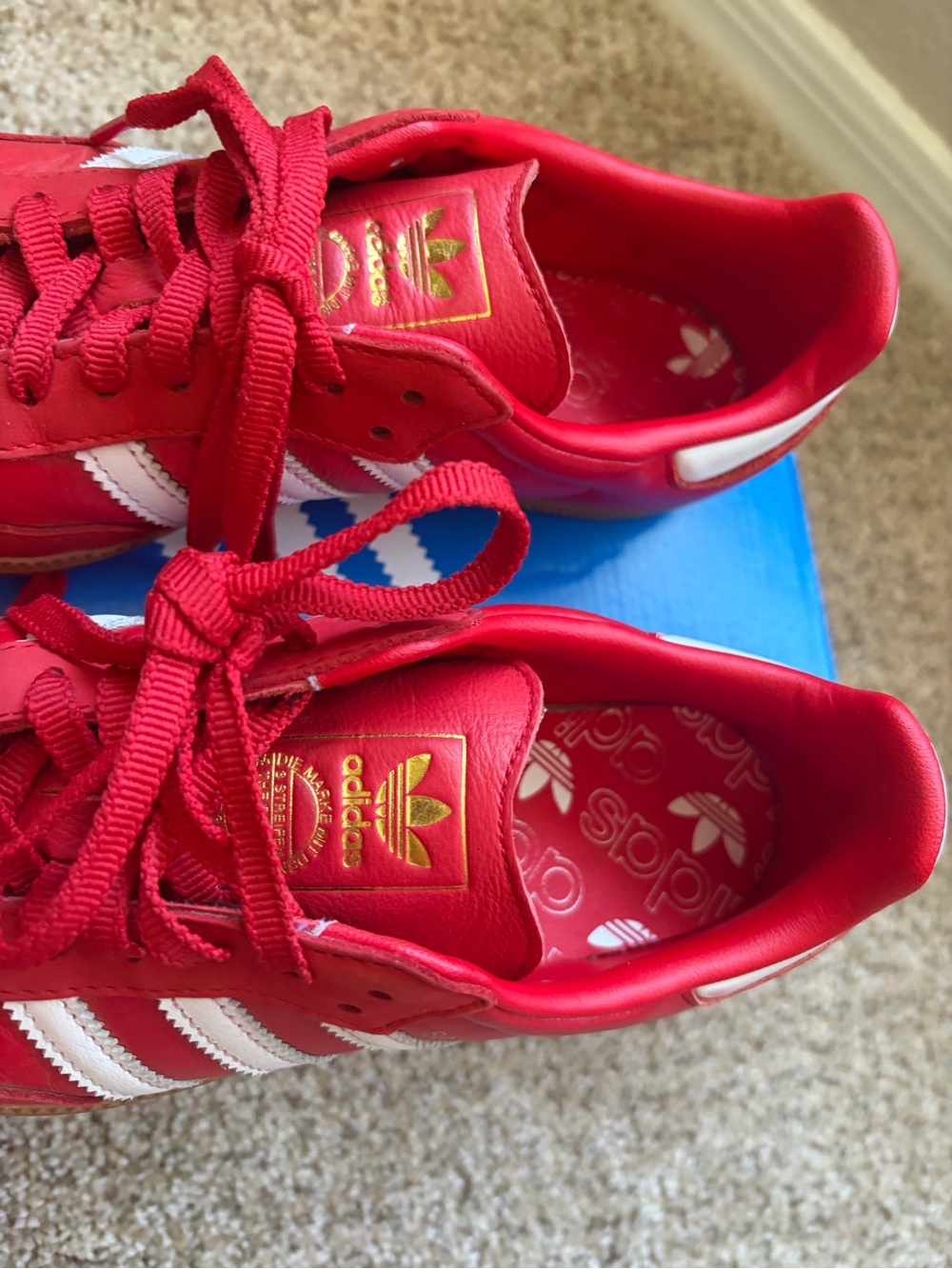 adidas samba Red Sneakers with White Stripes and Gold Logo - Picture 4 of 5